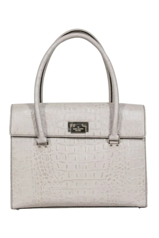 Kate Spade - Cream Croc-Embossed Leather Structured Satchel