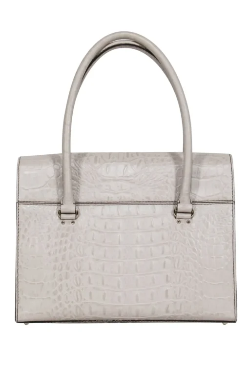 Kate Spade - Cream Croc-Embossed Leather Structured Satchel