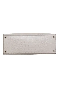Kate Spade - Cream Croc-Embossed Leather Structured Satchel