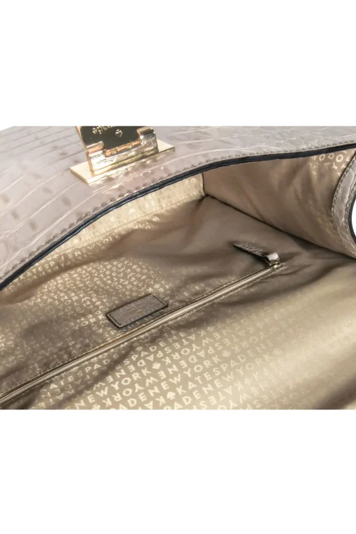 Kate Spade - Cream Croc-Embossed Leather Structured Satchel