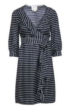 Kate Spade - Dark Navy & White Striped "Daniella" Wrap Dress Sz 00