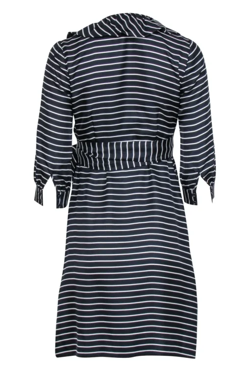 Kate Spade - Dark Navy & White Striped "Daniella" Wrap Dress Sz 00