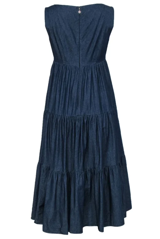 Kate Spade - Dark Wash Chambray Sleeveless Tiered Maxi Dress Sz 6