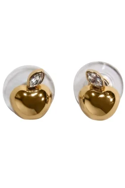 Kate Spade - Gold Apple Stud Earrings w/ Crystals
