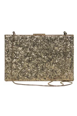 Kate Spade - Gold Glitter Convertible Box Clutch