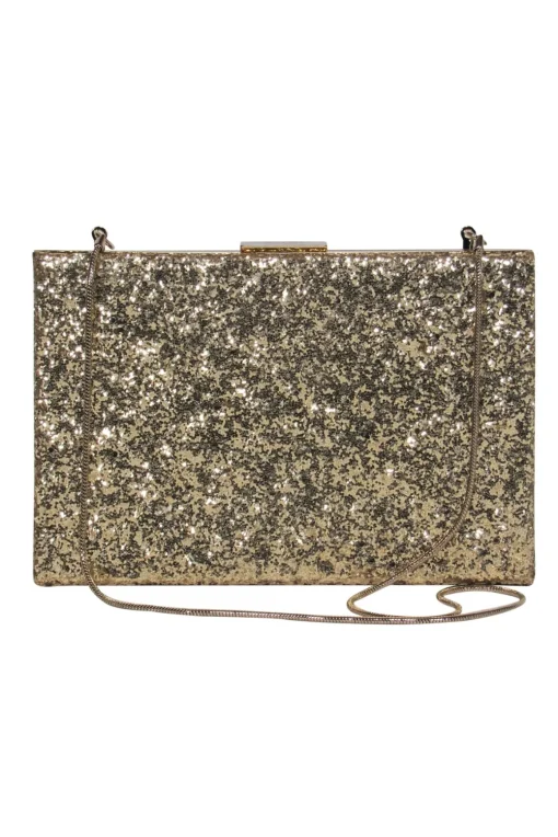 Kate Spade - Gold Glitter Convertible Box Clutch