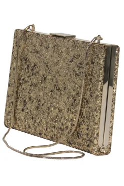 Kate Spade - Gold Glitter Convertible Box Clutch
