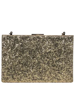 Kate Spade - Gold Glitter Convertible Box Clutch