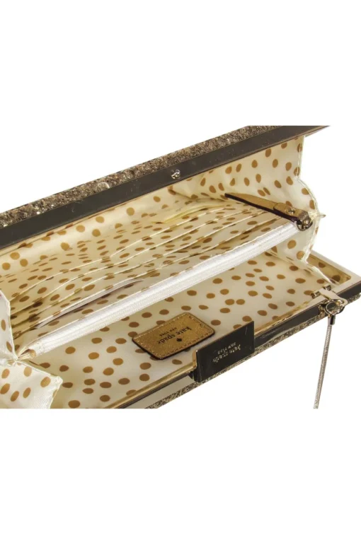 Kate Spade - Gold Glitter Convertible Box Clutch