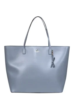 Kate Spade - Gray Smooth Large Leather Zippered Tote
