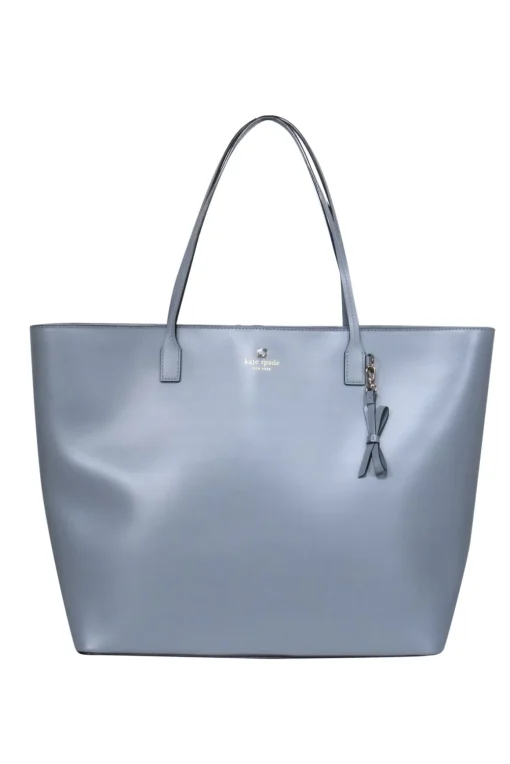 Kate Spade - Gray Smooth Large Leather Zippered Tote
