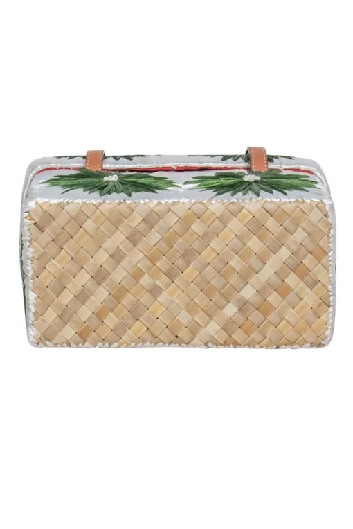Kate Spade - Green & Ivory Floral Straw Handbag