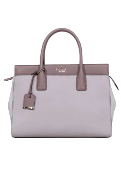 Kate Spade - Grey, Taupe & Cream Colorblock "Candace" Leather Tote Bag