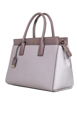 Kate Spade - Grey, Taupe & Cream Colorblock "Candace" Leather Tote Bag