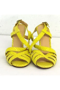 Kate Spade - Lime Yellow Snakeskin Leather Wedges Sz 5