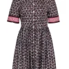 Kate Spade - Maroon, Brown, Cream, & Pink Print Short Sleeve Dress Sz 4