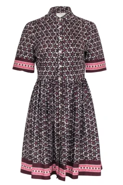 Kate Spade - Maroon, Brown, Cream, & Pink Print Short Sleeve Dress Sz 4