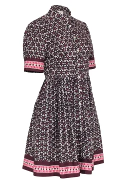 Kate Spade - Maroon, Brown, Cream, & Pink Print Short Sleeve Dress Sz 4
