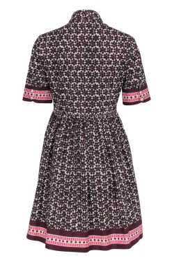 Kate Spade - Maroon, Brown, Cream, & Pink Print Short Sleeve Dress Sz 4