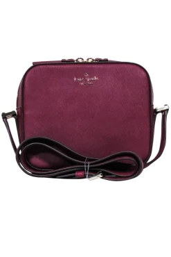 Kate Spade - Maroon Saffiano Leather Structured Crossbody Bag