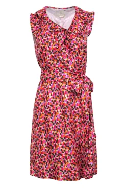Kate Spade - Multicolored Satin Ruffle Wrap Dress Sz 10
