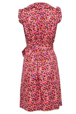 Kate Spade - Multicolored Satin Ruffle Wrap Dress Sz 10