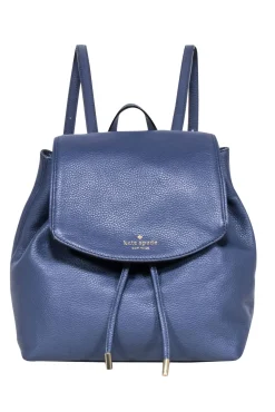 Kate Spade - Navy Leather Fold-Over Backpack