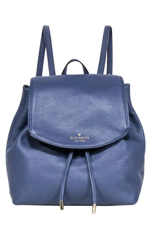 Kate Spade - Navy Leather Fold-Over Backpack
