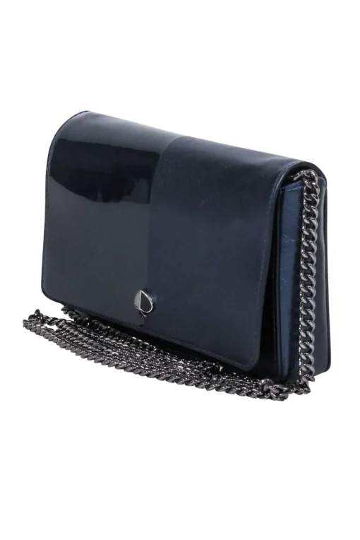 Kate Spade - Navy Leather & Patent Fold Over Crossbody Bag