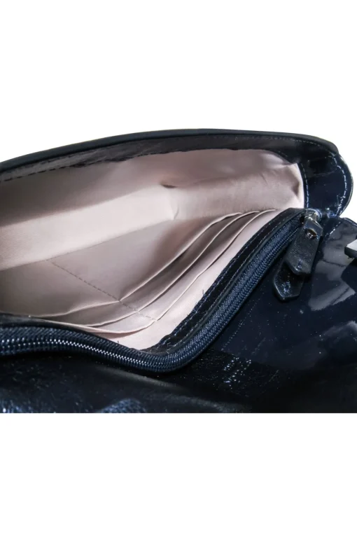 Kate Spade - Navy Leather & Patent Fold Over Crossbody Bag