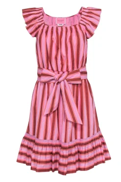 Kate Spade - Pink & Orange Stripe Cotton Fit & Flare Sundress Sz S