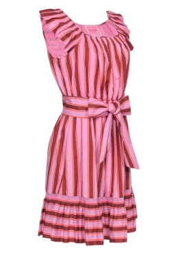Kate Spade - Pink & Orange Stripe Cotton Fit & Flare Sundress Sz S