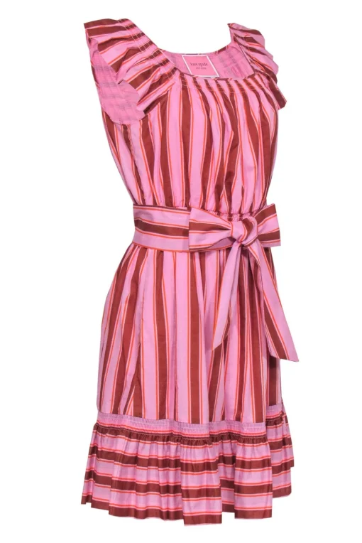 Kate Spade - Pink & Orange Stripe Cotton Fit & Flare Sundress Sz S