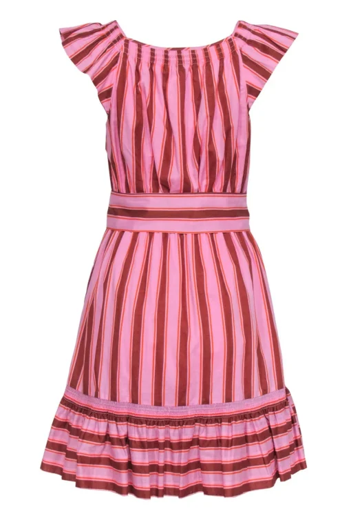 Kate Spade - Pink & Orange Stripe Cotton Fit & Flare Sundress Sz S