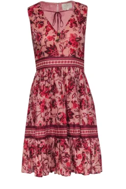 Kate Spade - Pink & Red Floral Print A-Line Dress w/ Metallic Threading & Tassels Sz 0