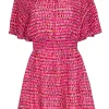 Kate Spade - Pink & Red Printed Silk Blend Flutter Sleeve Dress Sz XS