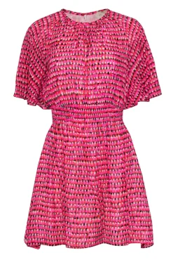 Kate Spade - Pink & Red Printed Silk Blend Flutter Sleeve Dress Sz XS