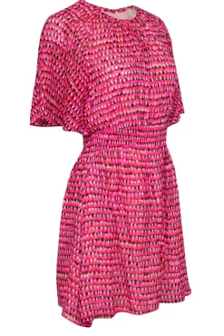 Kate Spade - Pink & Red Printed Silk Blend Flutter Sleeve Dress Sz XS