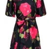 Kate Spade - Pink & Wine Rose Print Silk Blend Fit & Flare Dress Sz 8
