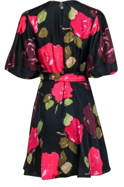 Kate Spade - Pink & Wine Rose Print Silk Blend Fit & Flare Dress Sz 8