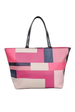 Kate Spade - Pink, Cream, & Navy Color Block Tote Bag