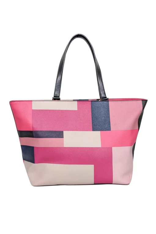 Kate Spade - Pink, Cream, & Navy Color Block Tote Bag