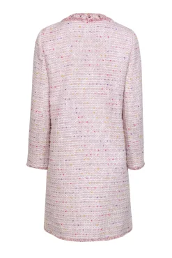 Kate Spade - Pink Tweed & Multicolored Speckled Longline Coat Sz 2