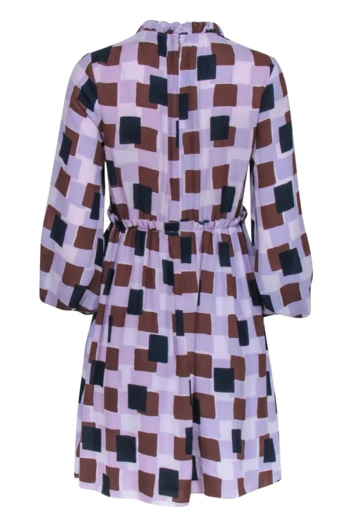 Kate Spade - Purple, Navy & Brown Geometric Print Dress Sz 2