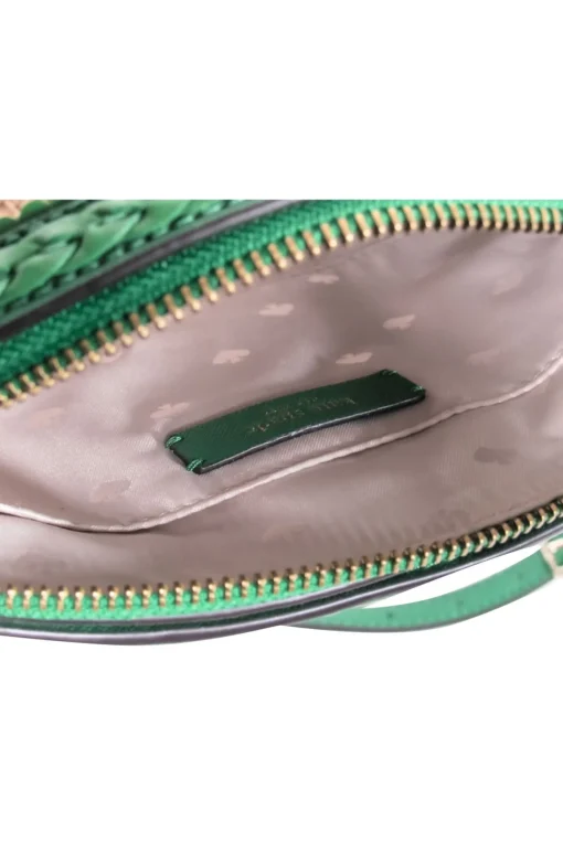 Kate Spade - Raffia Crossbody Bag w/ Kelly Green Leather Trim