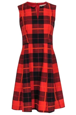 Kate Spade - Red & Black Plaid Sleeveless Fit & Flare Dress Sz 2