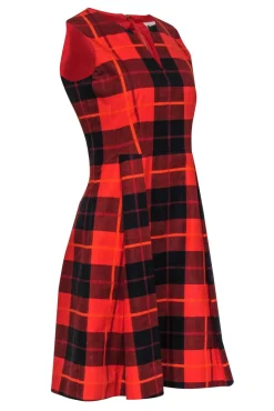Kate Spade - Red & Black Plaid Sleeveless Fit & Flare Dress Sz 2