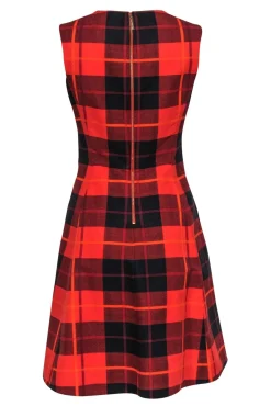 Kate Spade - Red & Black Plaid Sleeveless Fit & Flare Dress Sz 2