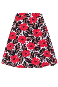 Kate Spade - Red, Black & Brown Floral Wrap Skirt Sz 2