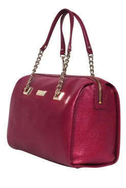 Kate Spade - Red Pebbled Leather Carryall w/ Chain Handles